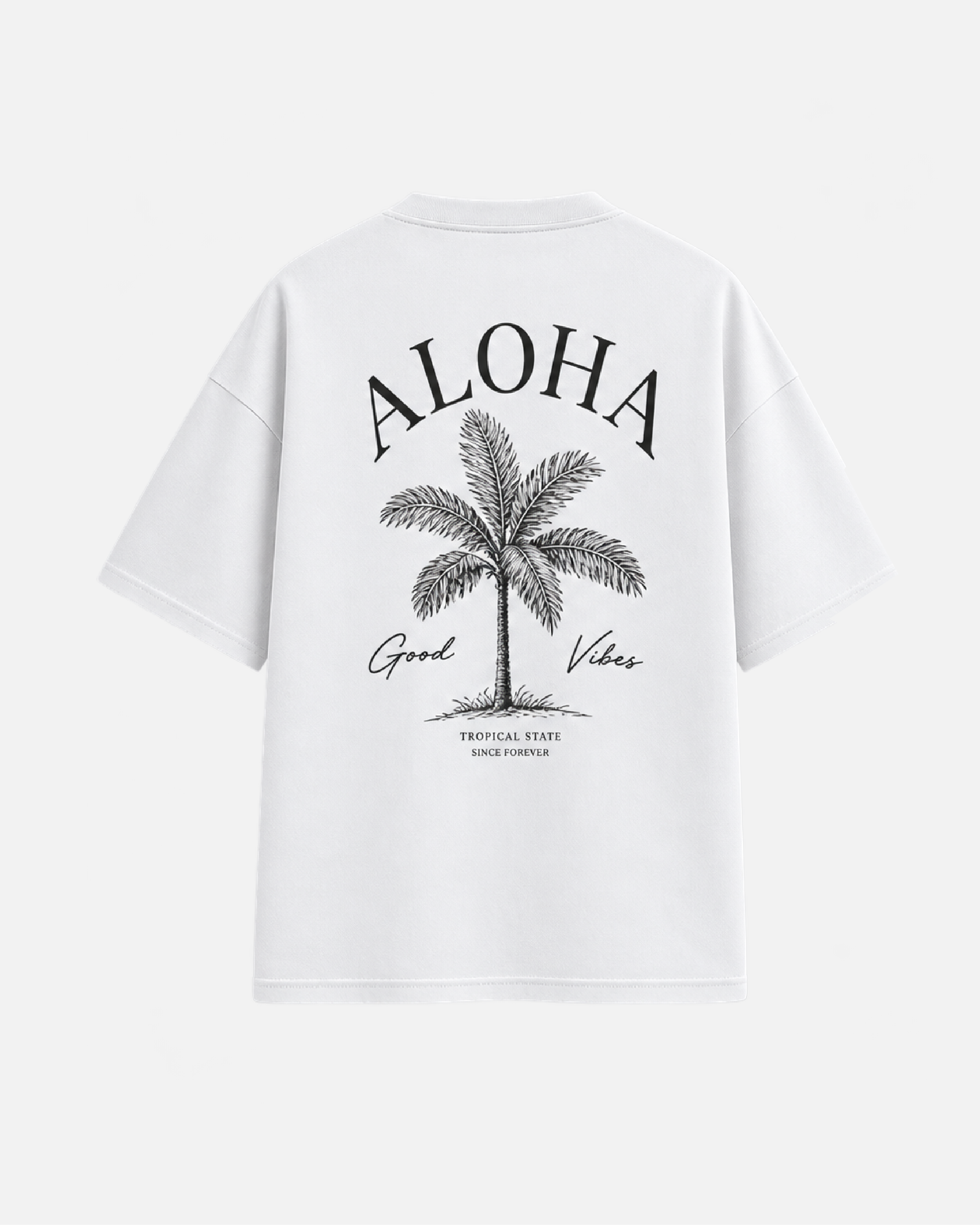 Mujer con camiseta oversize Aloha de Fit Zone, vista frontal