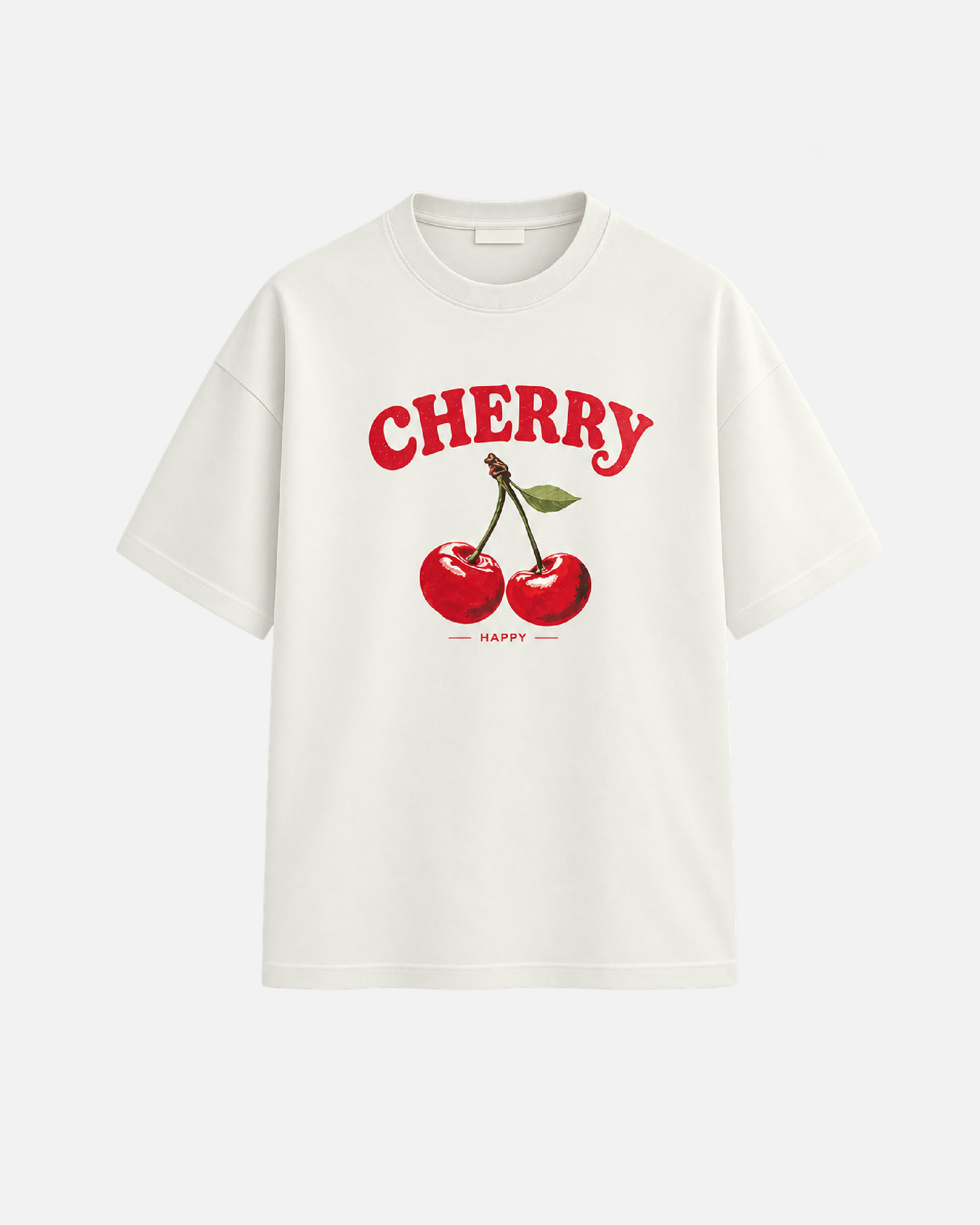 Mujer con camiseta oversize Cherry de Fit Zone, vista frontal