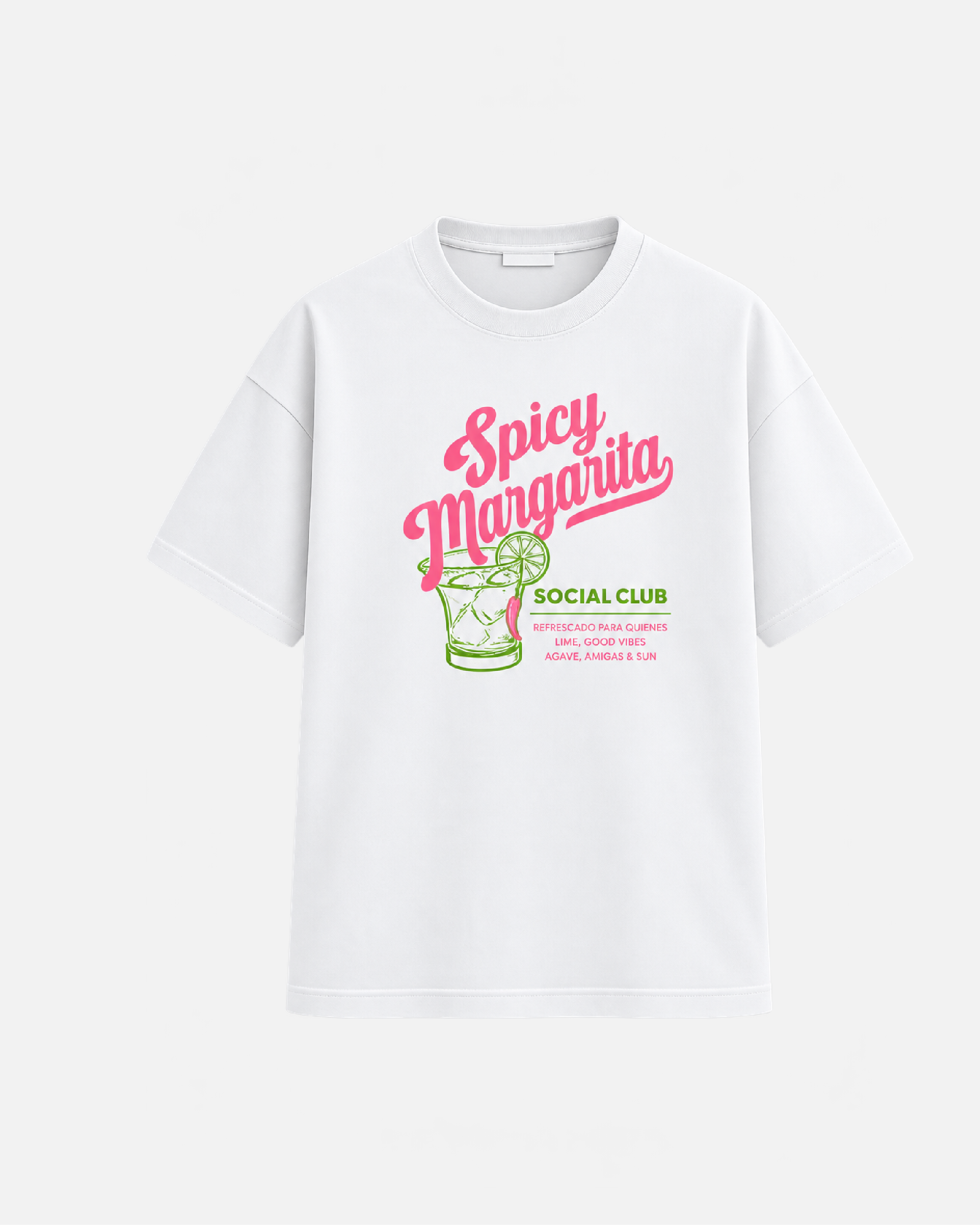 Mujer con camiseta oversize Spicy Margarita de Fit Zone, vista frontal