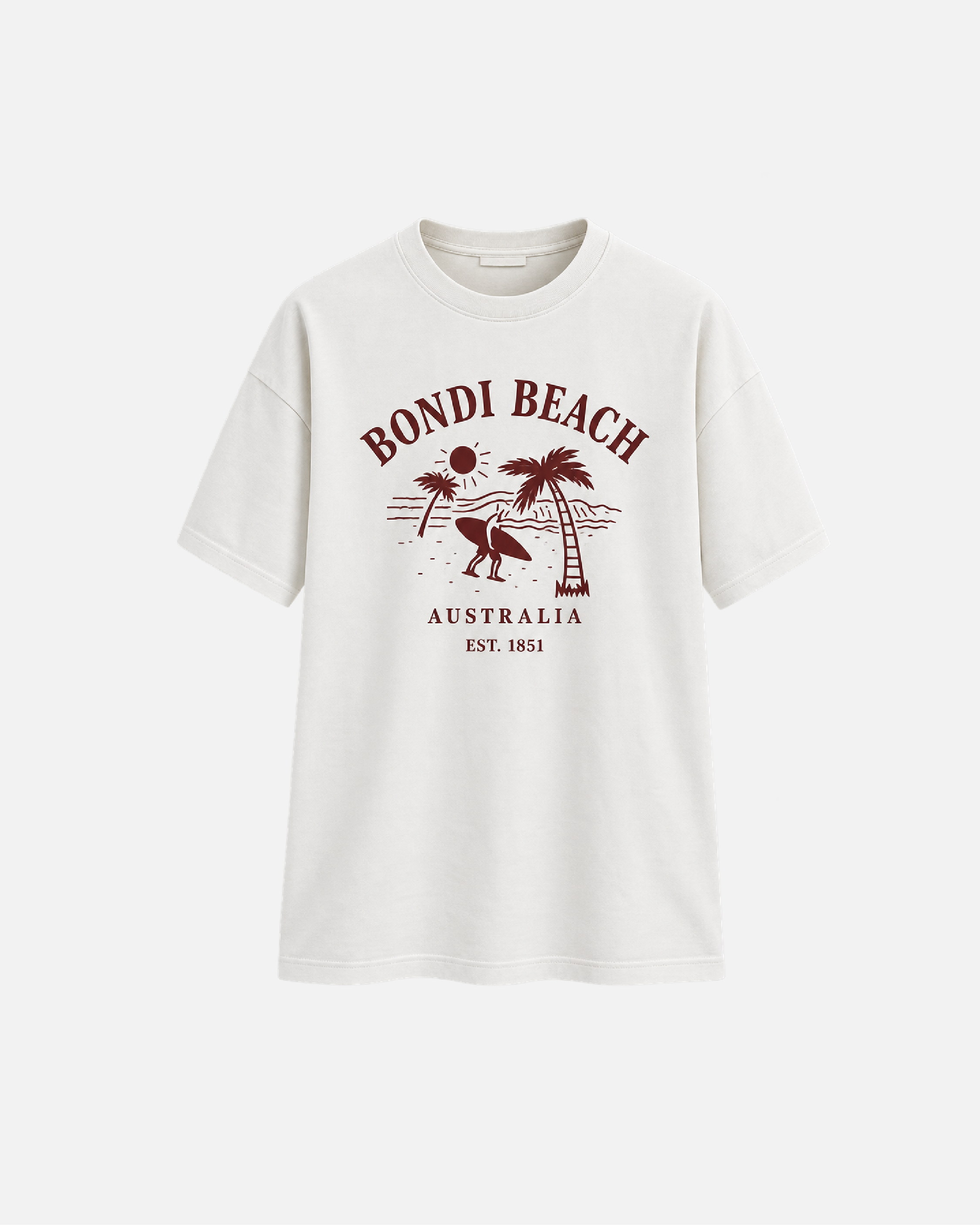 Mujer con camiseta oversize Bondi Beach de Fit Zone, vista frontal
