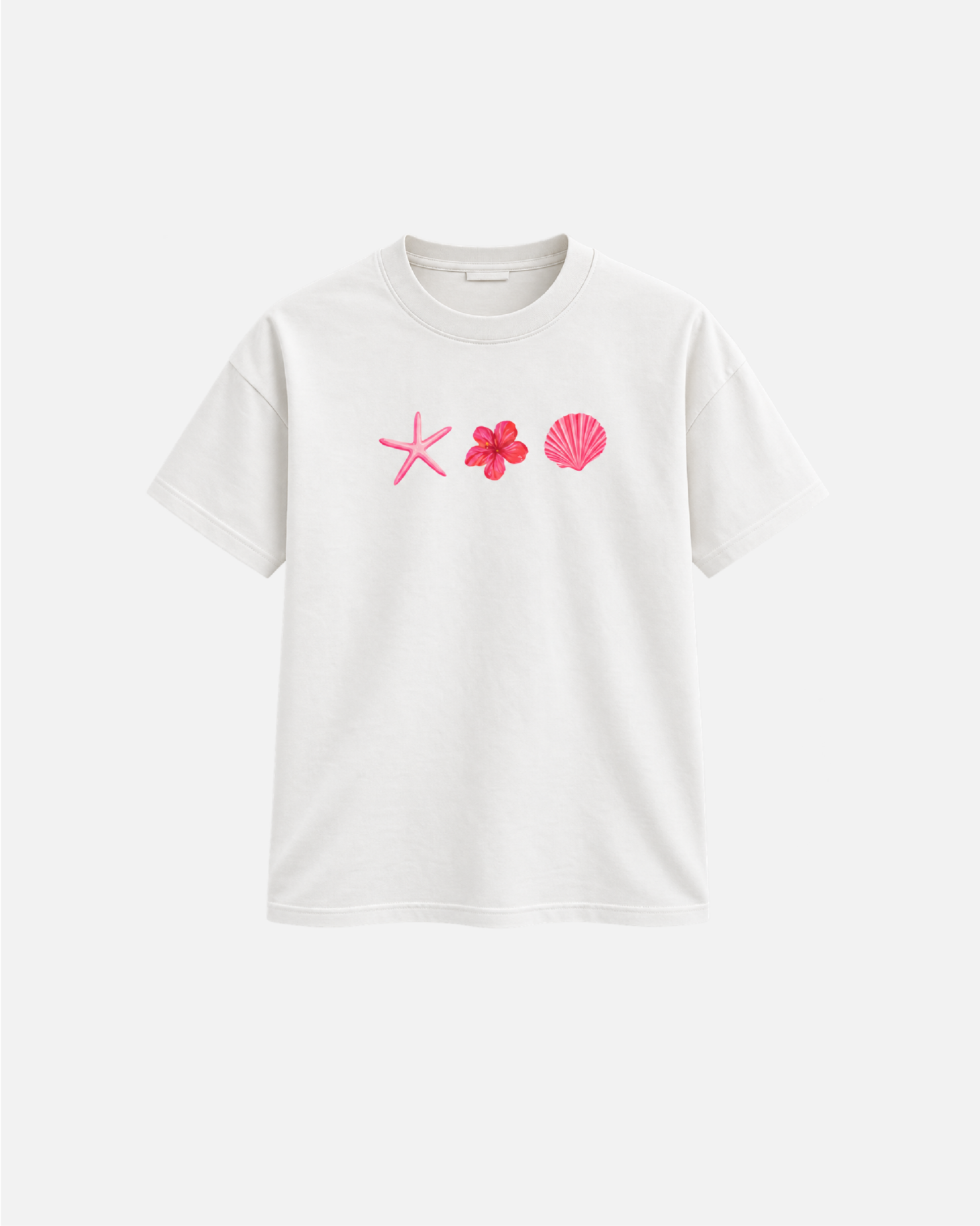 Mujer con camiseta oversize Flower Pink de Fit Zone, vista frontal